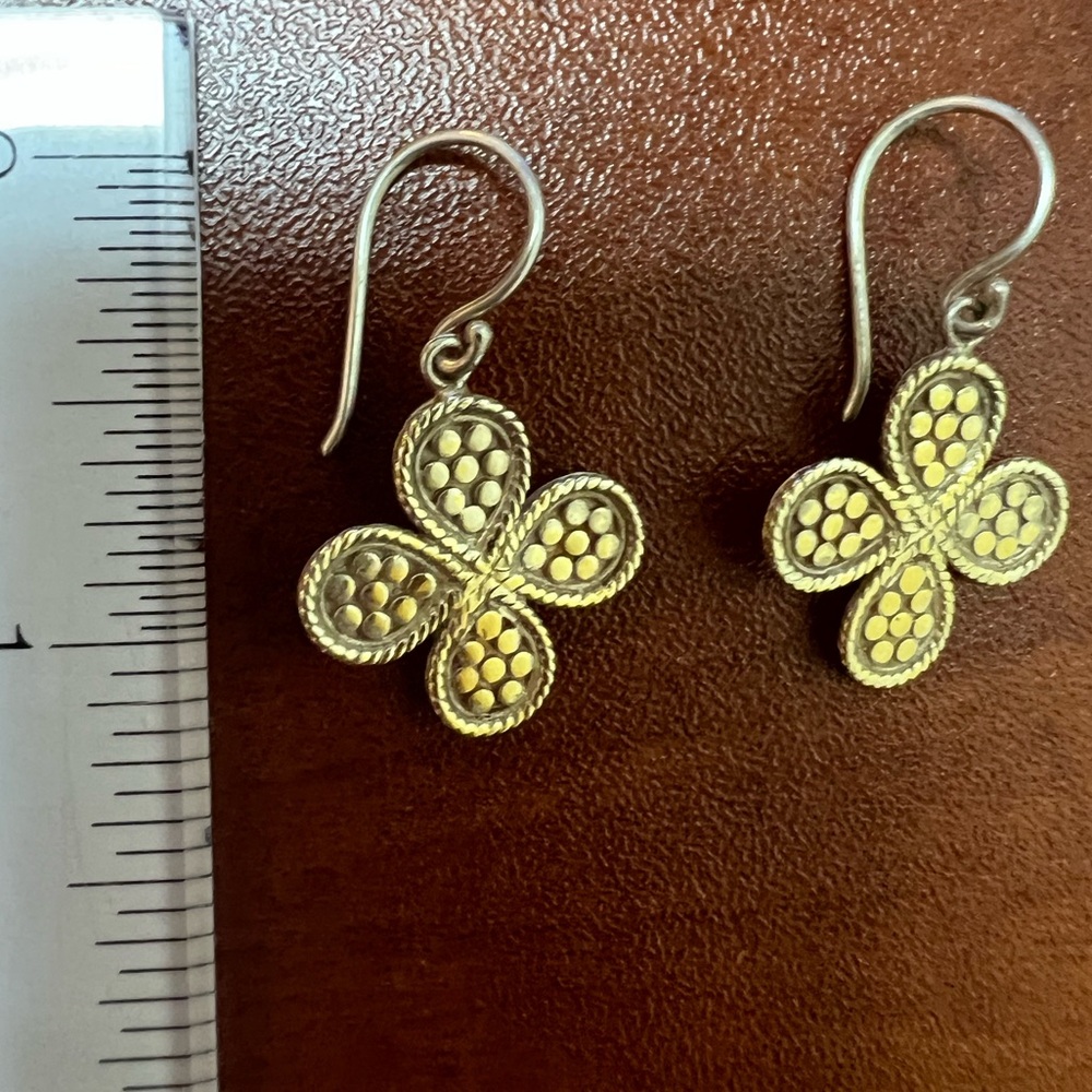 Anna Beck Two Tone Clover Dangle Earrings - Picture 3 of 3